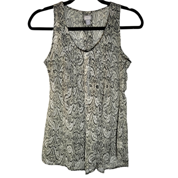 Converse One Star green sheer print sleeveless blouse Size XS - Picture 9 of 9